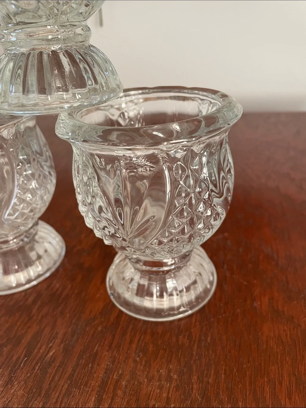 Set of 3 glass votive candle holders like new